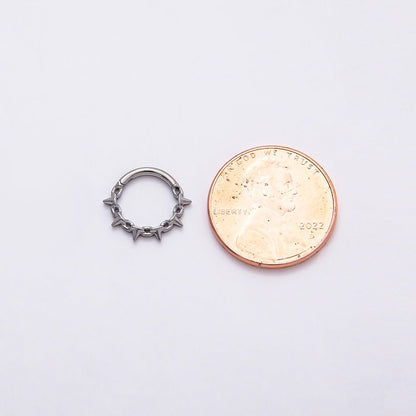 Titanium 11.5mm Spiked Cable Single Septum Cartilage Piercing Clicker in Gold &amp; Silver | BJ-00017 BJ-00018