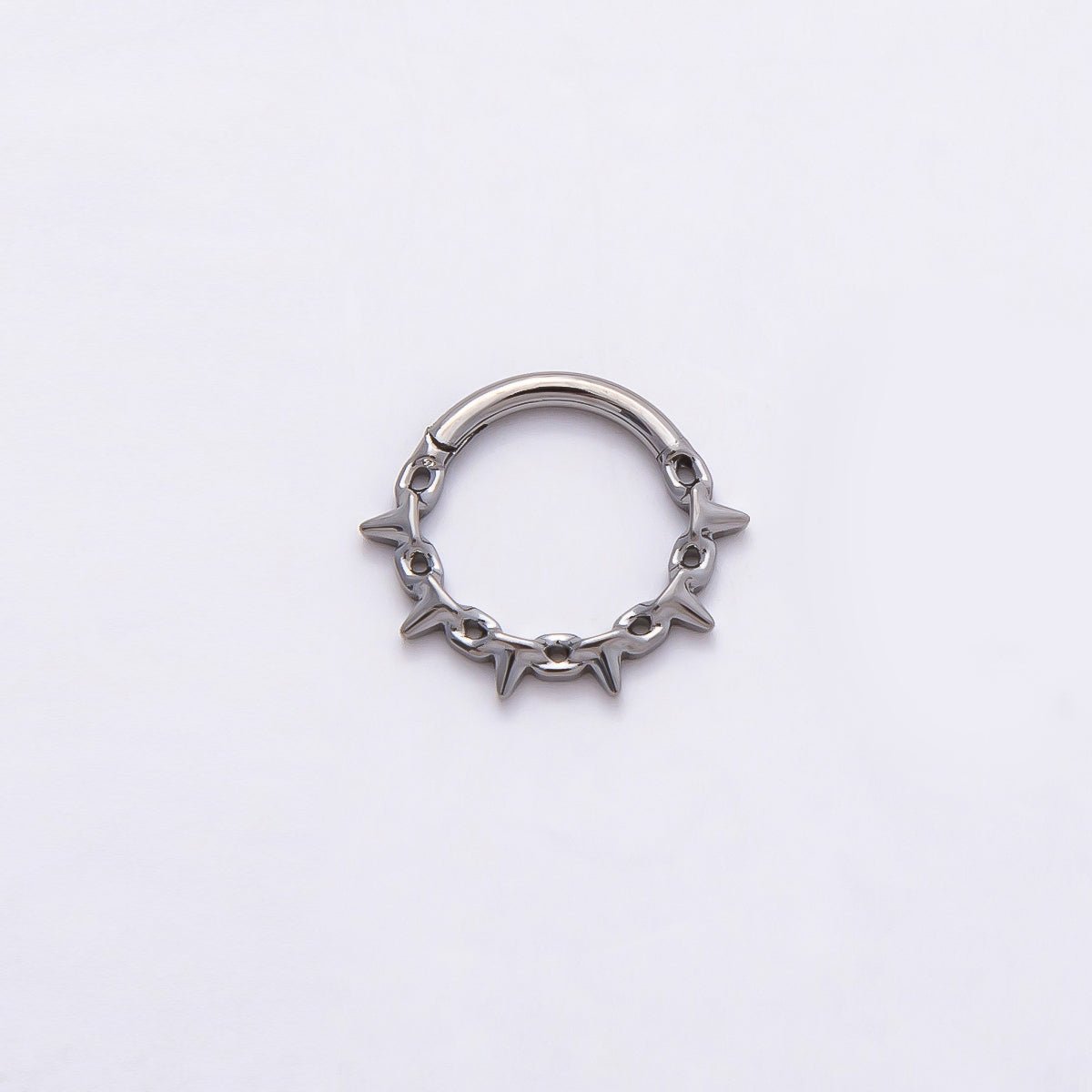 Titanium 11.5mm Spiked Cable Single Septum Cartilage Piercing Clicker in Gold &amp; Silver | BJ-00017 BJ-00018