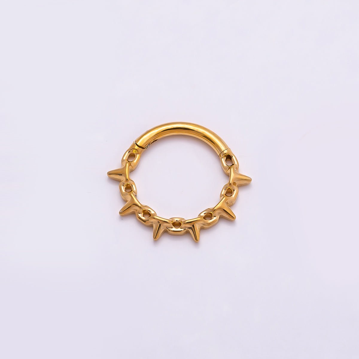 Titanium 11.5mm Spiked Cable Single Septum Cartilage Piercing Clicker in Gold &amp; Silver | BJ-00017 BJ-00018