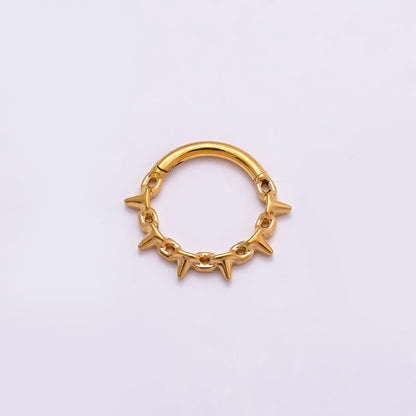 Titanium 11.5mm Spiked Cable Single Septum Cartilage Piercing Clicker in Gold &amp; Silver | BJ-00017 BJ-00018