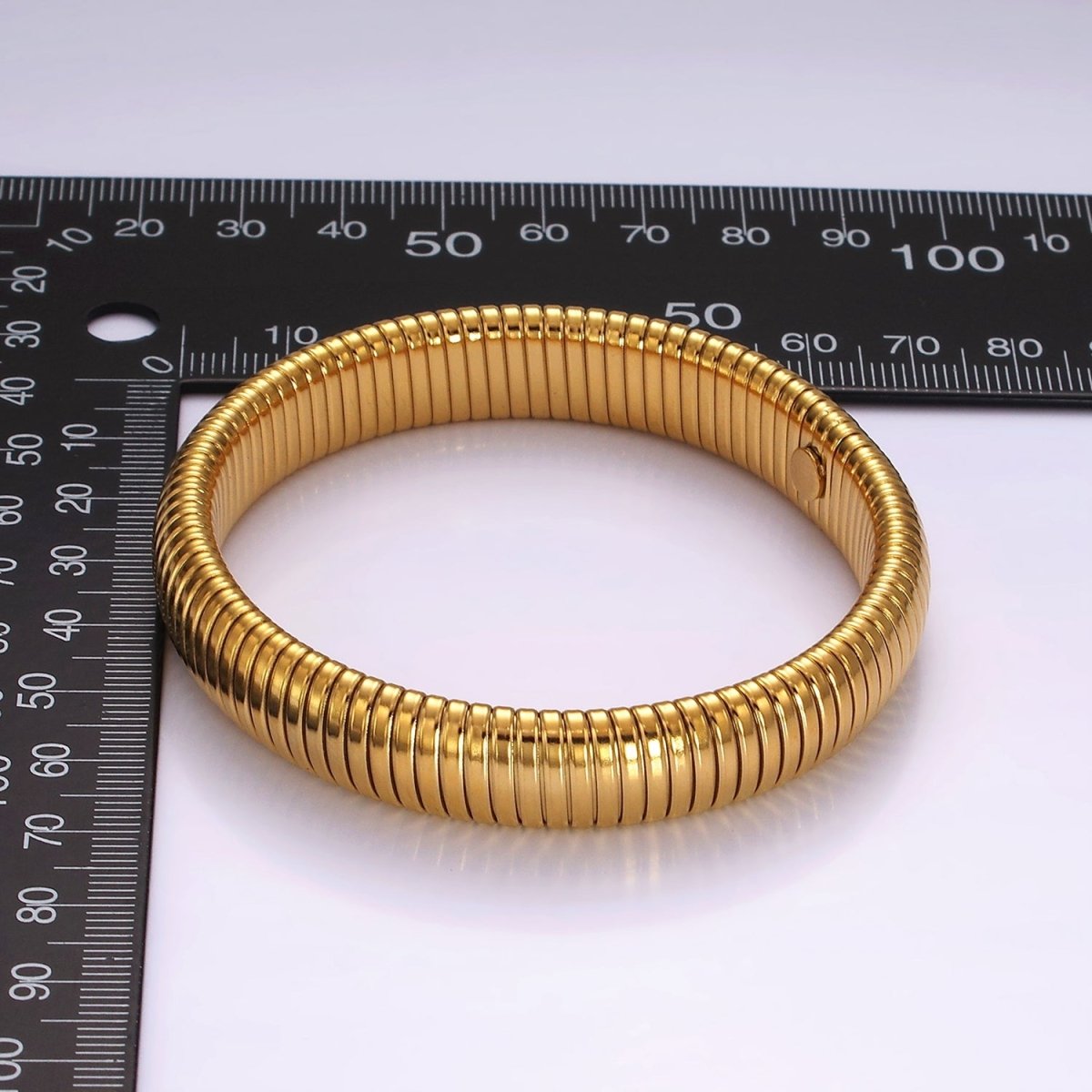 Stainless Steel 11.8mm, 14.8mm Flexible Snake 70mm Bangle Bracelet in Gold &amp; Silver | WA-2325 - WA-2328