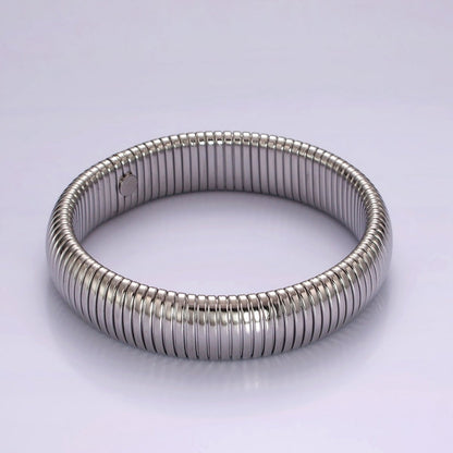 Stainless Steel 11.8mm, 14.8mm Flexible Snake 70mm Bangle Bracelet in Gold &amp; Silver | WA-2325 - WA-2328