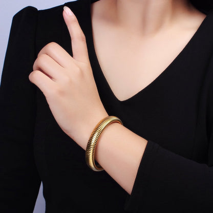 Stainless Steel 11.8mm, 14.8mm Flexible Snake 70mm Bangle Bracelet in Gold &amp; Silver | WA-2325 - WA-2328