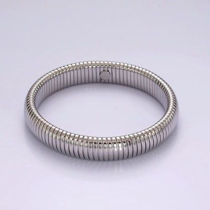Stainless Steel 11.8mm, 14.8mm Flexible Snake 70mm Bangle Bracelet in Gold &amp; Silver | WA-2325 - WA-2328