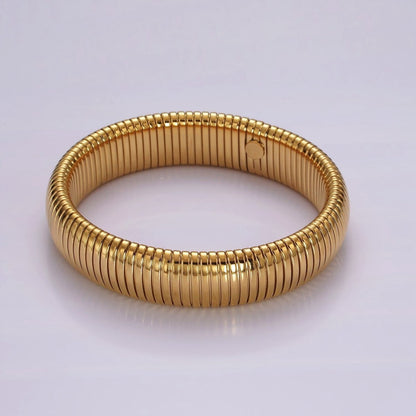 Stainless Steel 11.8mm, 14.8mm Flexible Snake 70mm Bangle Bracelet in Gold &amp; Silver | WA-2325 - WA-2328
