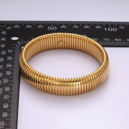 Stainless Steel 11.8mm, 14.8mm Flexible Snake 70mm Bangle Bracelet in Gold &amp; Silver | WA-2325 - WA-2328