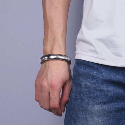 Stainless Steel 11.8mm, 14.8mm Flexible Snake 70mm Bangle Bracelet in Gold &amp; Silver | WA-2325 - WA-2328