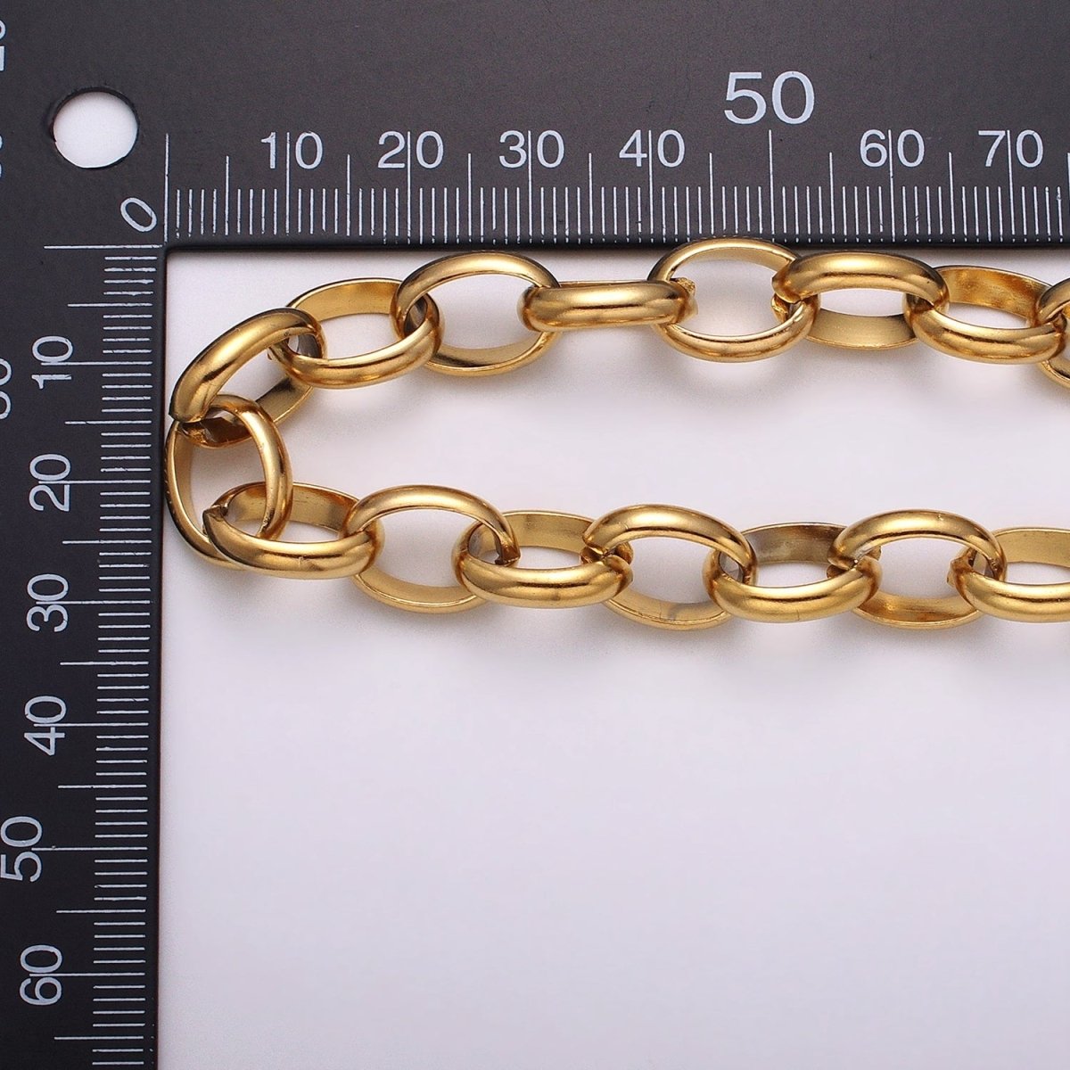 Stainless Steel 11mm Rolo Wide Cable Link Unfinished Yard Chain in Gold &amp; Silver | ROLL-1271 ROLL-1272 Clearance Pricing