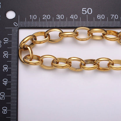 Stainless Steel 11mm Rolo Wide Cable Link Unfinished Yard Chain in Gold &amp; Silver | ROLL-1271 ROLL-1272 Clearance Pricing