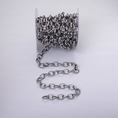 Stainless Steel 11mm Rolo Wide Cable Link Unfinished Yard Chain in Gold &amp; Silver | ROLL-1271 ROLL-1272 Clearance Pricing