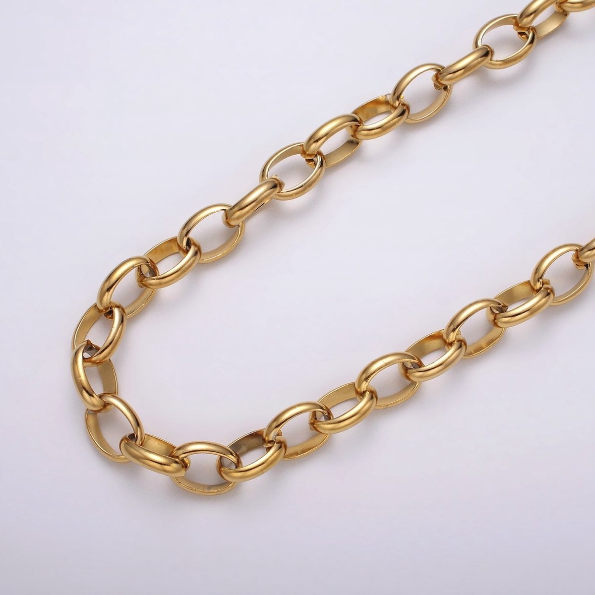 Stainless Steel 11mm Rolo Wide Cable Link Unfinished Yard Chain in Gold &amp; Silver | ROLL-1271 ROLL-1272 Clearance Pricing
