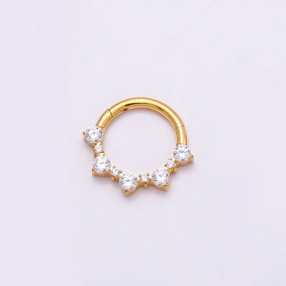 Titanium 12mm Clear CZ Cluster Gradient Single Septum Nose Piercing Clicker | BJ-00023