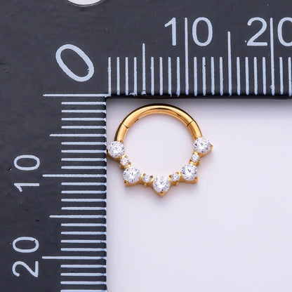 Titanium 12mm Clear CZ Cluster Gradient Single Septum Nose Piercing Clicker | BJ-00023