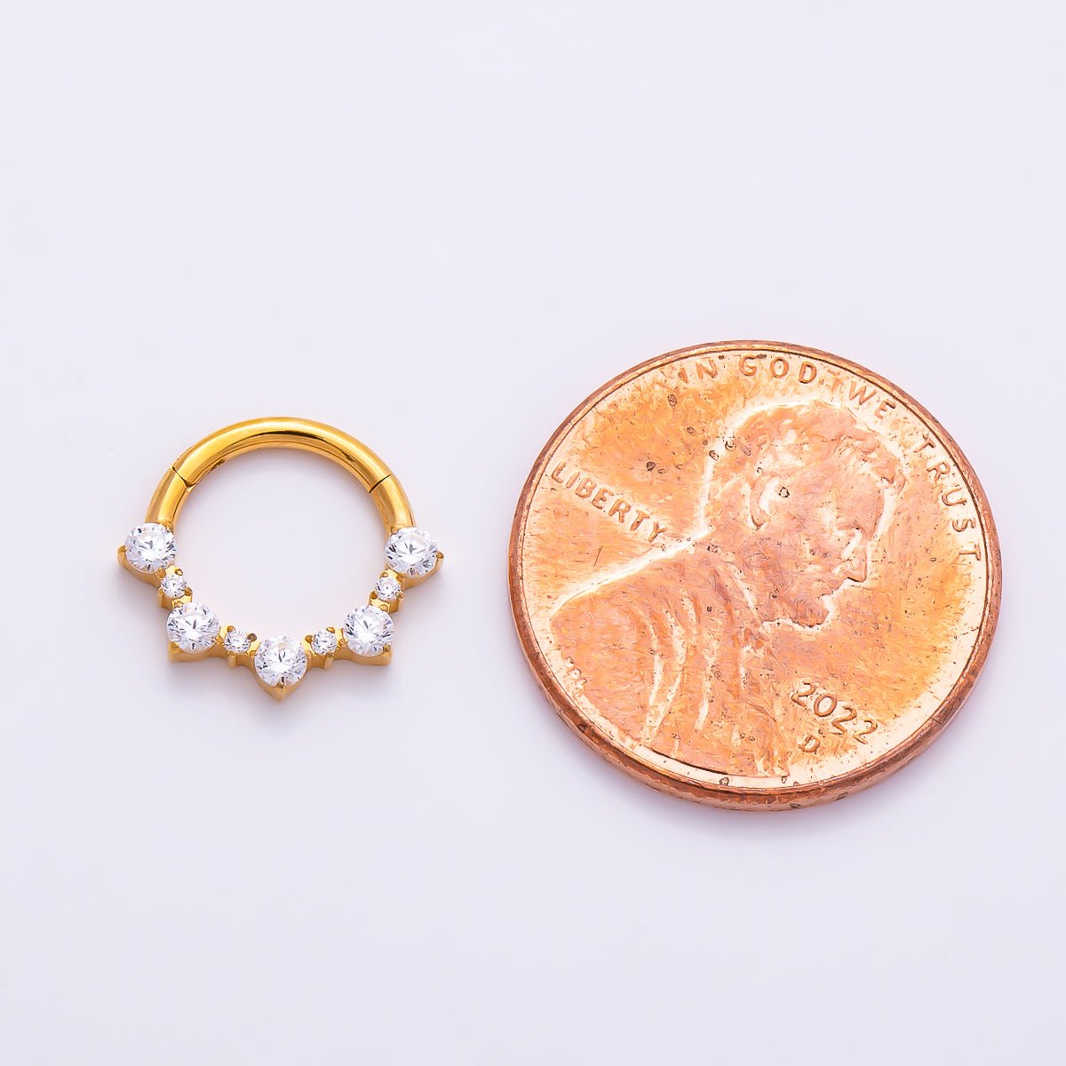 Titanium 12mm Clear CZ Cluster Gradient Single Septum Nose Piercing Clicker | BJ-00023