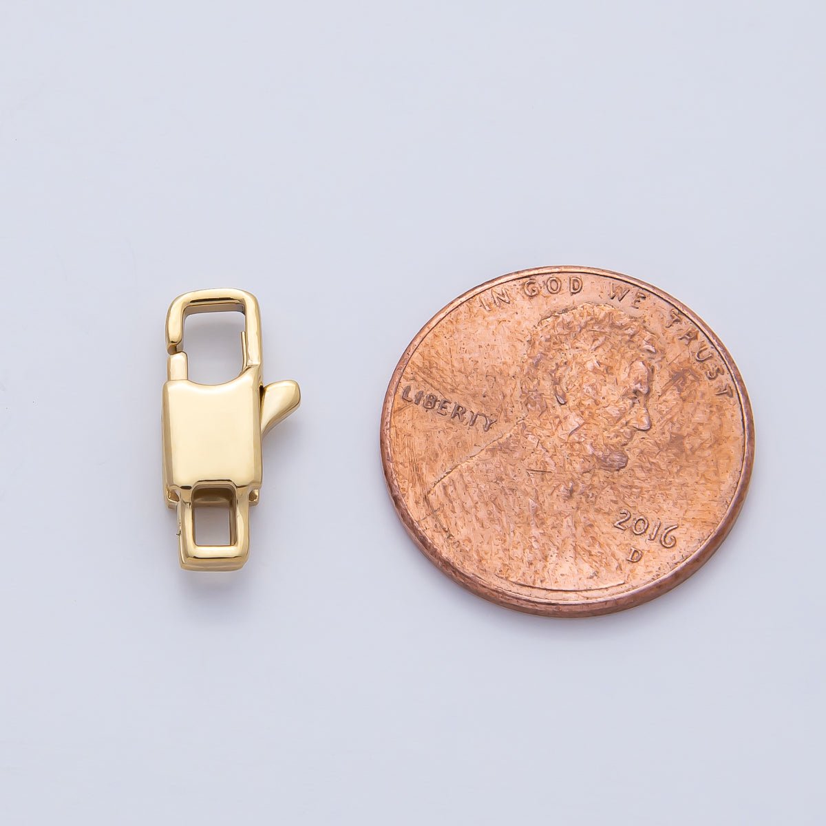 18K Gold PVD Stainless Steel 12mm Minimalist Rectangular Lobster Claw Closure Finding | Z1622