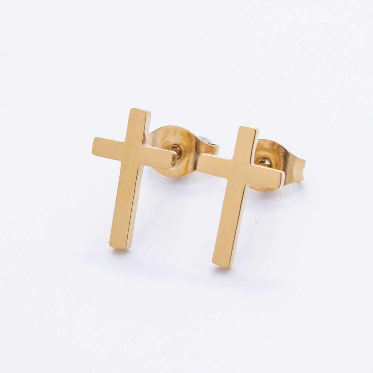 Stainless Steel 12mm Minimalist Religious Cross Stud | Earrings-00198