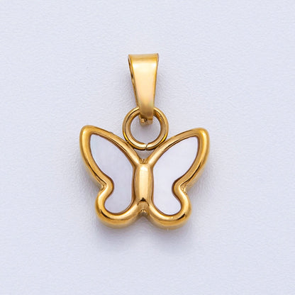 Stainless Steel 12mm Shell Pearl Butterfly Pendant | Charms-00416