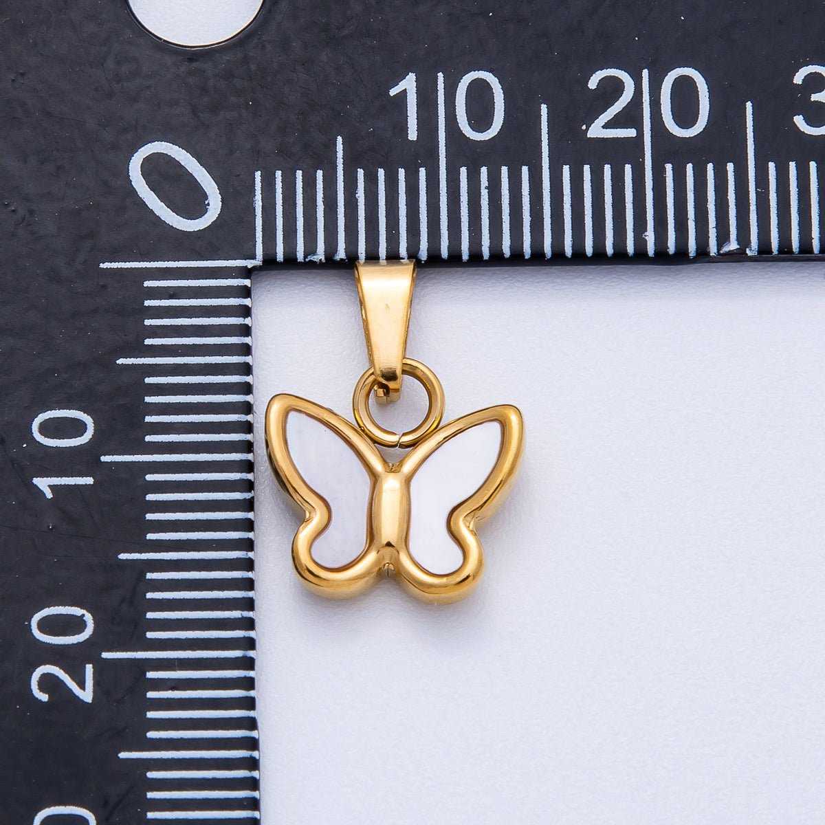 Stainless Steel 12mm Shell Pearl Butterfly Pendant | Charms-00416