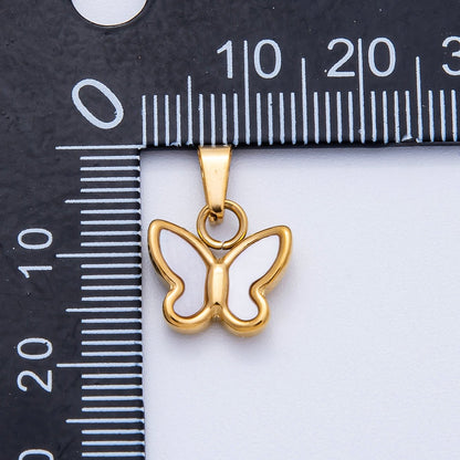 Stainless Steel 12mm Shell Pearl Butterfly Pendant | Charms-00416