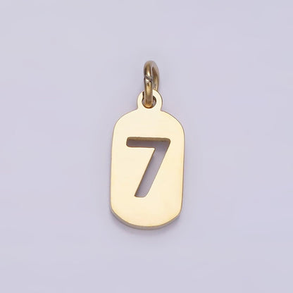 Stainless Steel 13.5mm Number 0-9 Open Script Mini Tag Add-On Gold Charm P-591-P-600