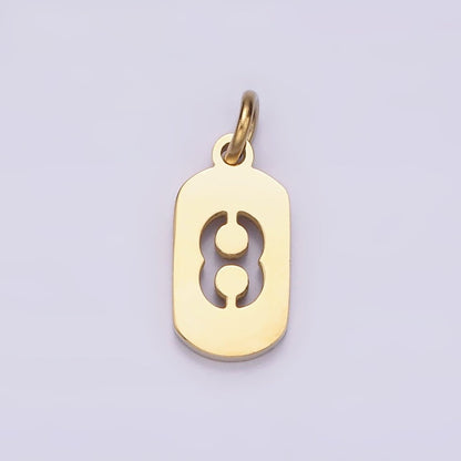 Stainless Steel 13.5mm Number 0-9 Open Script Mini Tag Add-On Gold Charm P-591-P-600