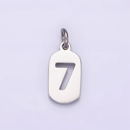 Stainless Steel 13.5mm Number 0-9 Open Script Mini Tag Add-On Silver Charm  P-601-P-610