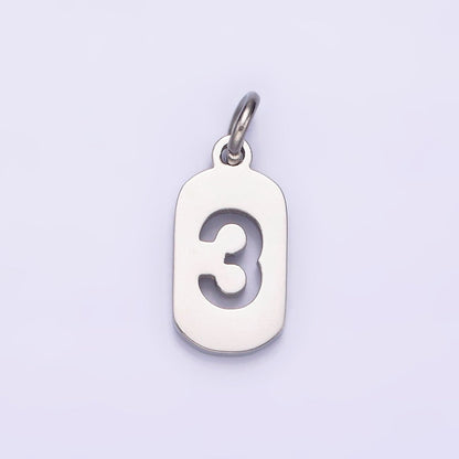 Stainless Steel 13.5mm Number 0-9 Open Script Mini Tag Add-On Silver Charm  P-601-P-610