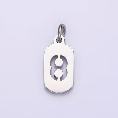 Stainless Steel 13.5mm Number 0-9 Open Script Mini Tag Add-On Silver Charm  P-601-P-610