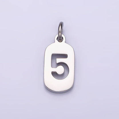 Stainless Steel 13.5mm Number 0-9 Open Script Mini Tag Add-On Silver Charm  P-601-P-610