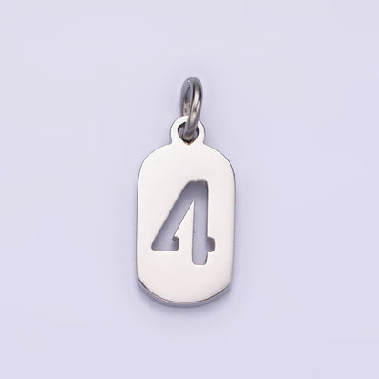 Stainless Steel 13.5mm Number 0-9 Open Script Mini Tag Add-On Silver Charm  P-601-P-610