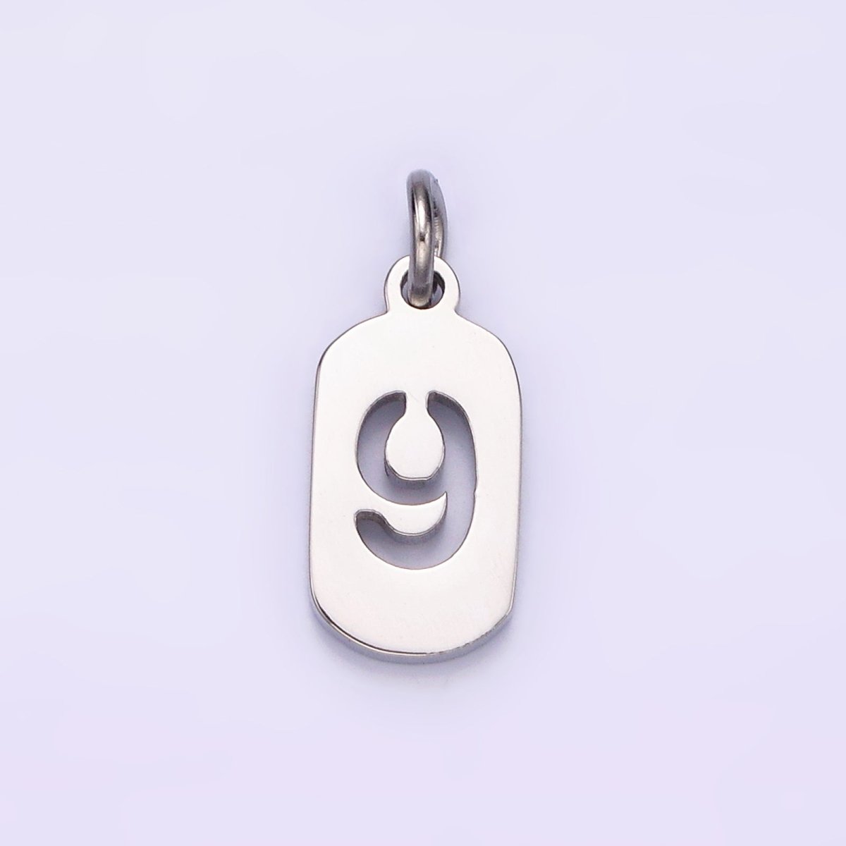 Stainless Steel 13.5mm Number 0-9 Open Script Mini Tag Add-On Silver Charm  P-601-P-610