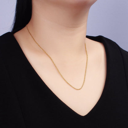 Stainless Steel 1.3mm Bead Chain 18 Inch Necklace w. Extender in Gold &amp; Silver | WA-2480 WA-2481