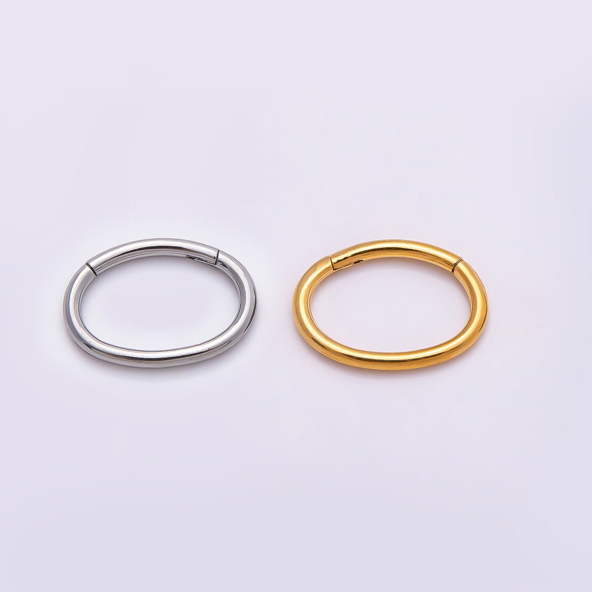 Titanium 13mm Minimalist Oval Single Septum Cartilage Piercing Clicker in Gold &amp; Silver | BJ-00001 BJ-00002