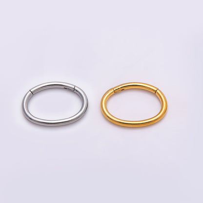 Titanium 13mm Minimalist Oval Single Septum Cartilage Piercing Clicker in Gold &amp; Silver | BJ-00001 BJ-00002