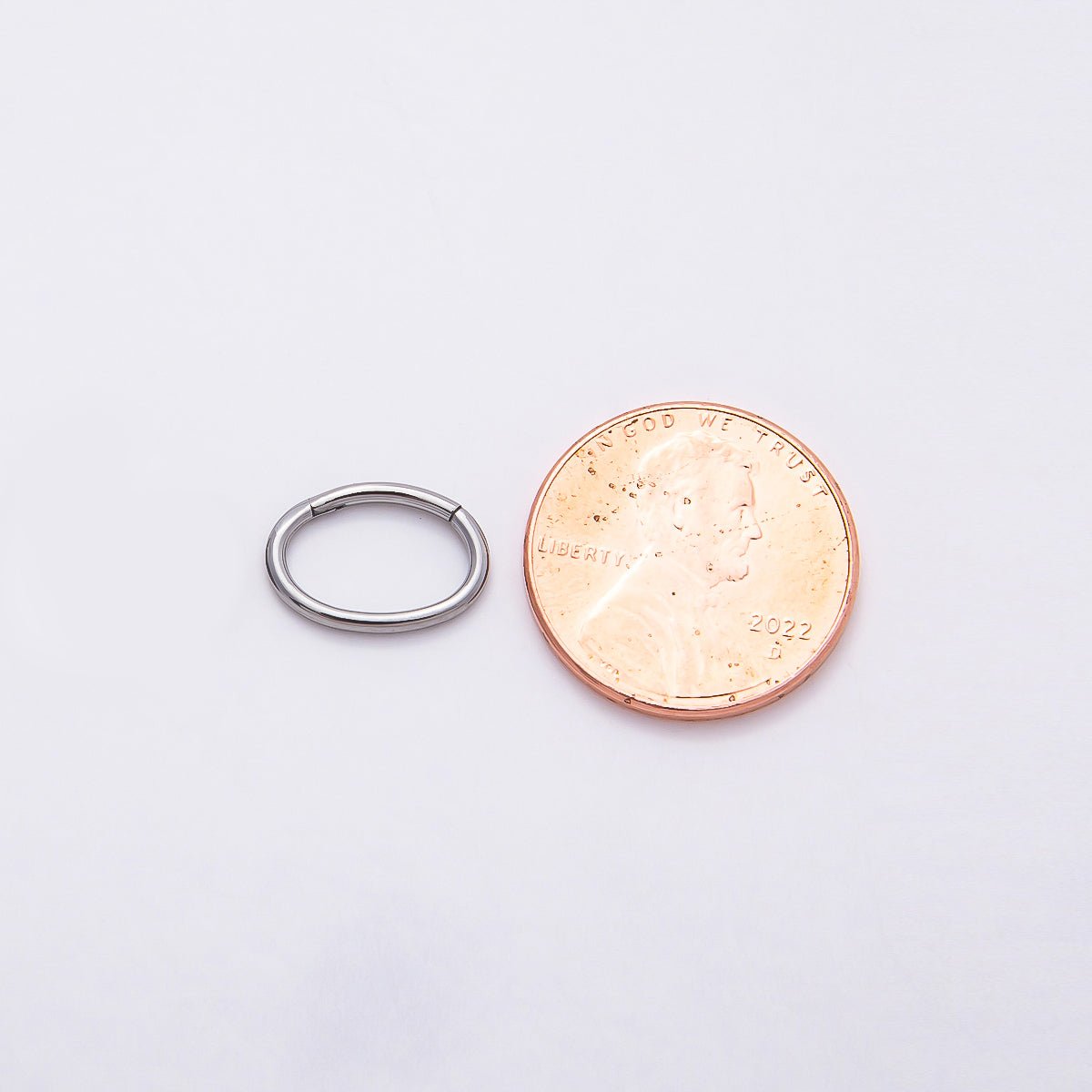 Titanium 13mm Minimalist Oval Single Septum Cartilage Piercing Clicker in Gold &amp; Silver | BJ-00001 BJ-00002