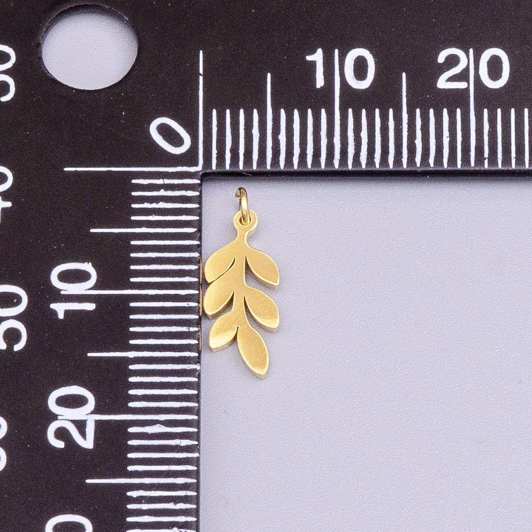 Stainless Steel 13mm Olive Foliage Leaf Nature Charm in Gold &amp; Silver | P-916
