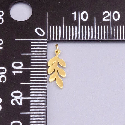 Stainless Steel 13mm Olive Foliage Leaf Nature Charm in Gold &amp; Silver | P-916