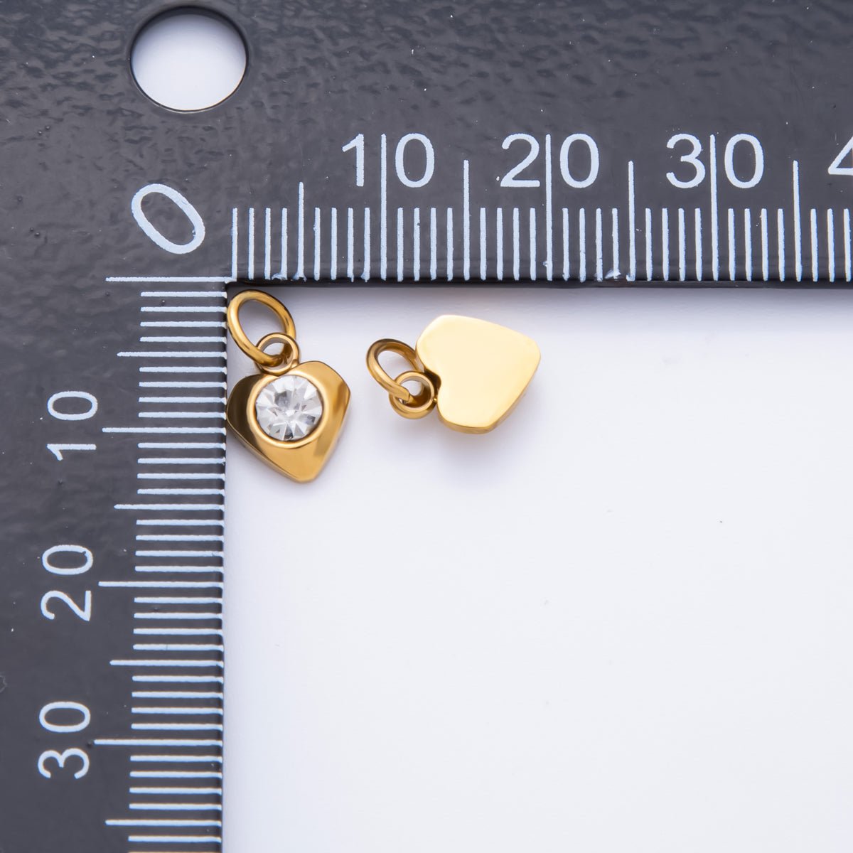 Stainless Steel 13mm Round CZ Bezel Cut Heart-Shaped Charm | AH-901