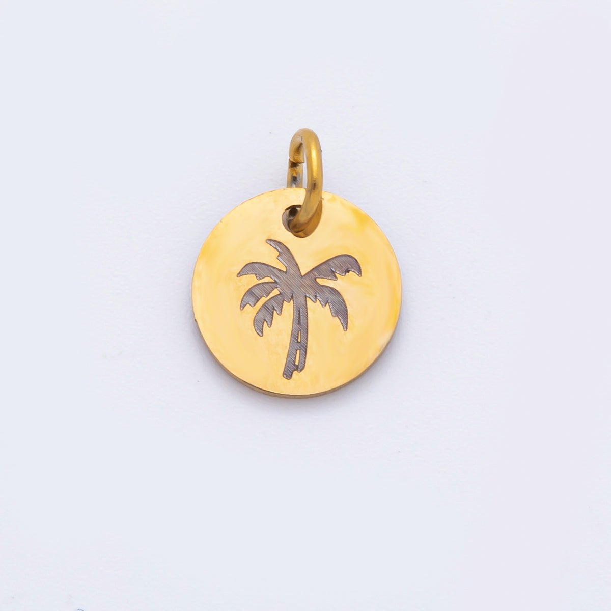 Stainless Steel 13mm Round Engrave Laser Charm in Mountain, Rainbow, Dog Paws &amp; Palm Tree | AH-904 - AH-908