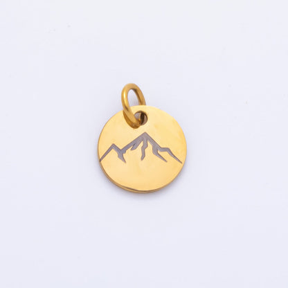 Stainless Steel 13mm Round Engrave Laser Charm in Mountain, Rainbow, Dog Paws &amp; Palm Tree | AH-904 - AH-908