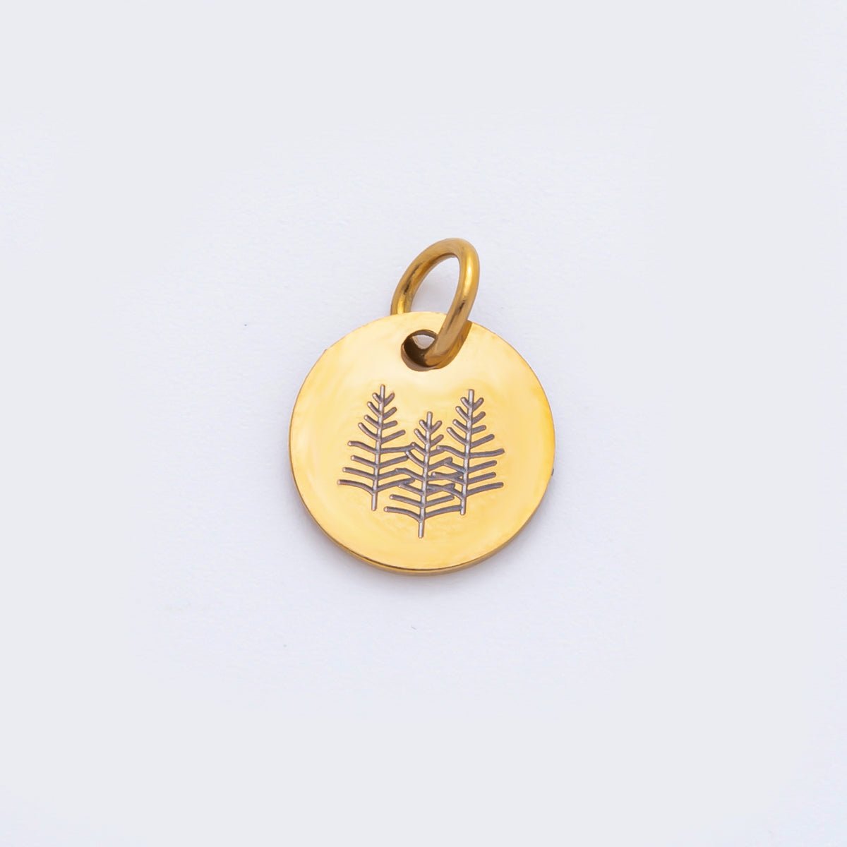 Stainless Steel 13mm Round Engrave Laser Charm in Mountain, Rainbow, Dog Paws &amp; Palm Tree | AH-904 - AH-908