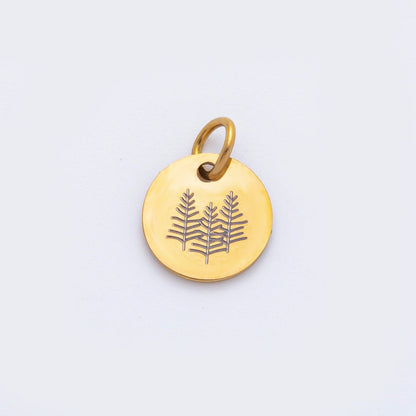 Stainless Steel 13mm Round Engrave Laser Charm in Mountain, Rainbow, Dog Paws &amp; Palm Tree | AH-904 - AH-908
