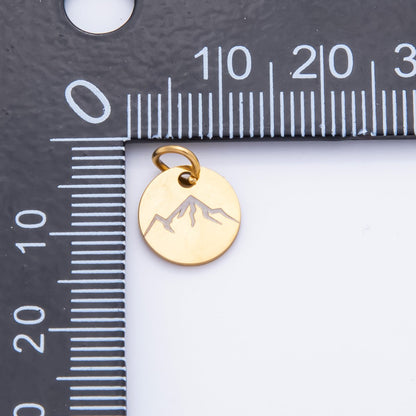 Stainless Steel 13mm Round Engrave Laser Charm in Mountain, Rainbow, Dog Paws &amp; Palm Tree | AH-904 - AH-908