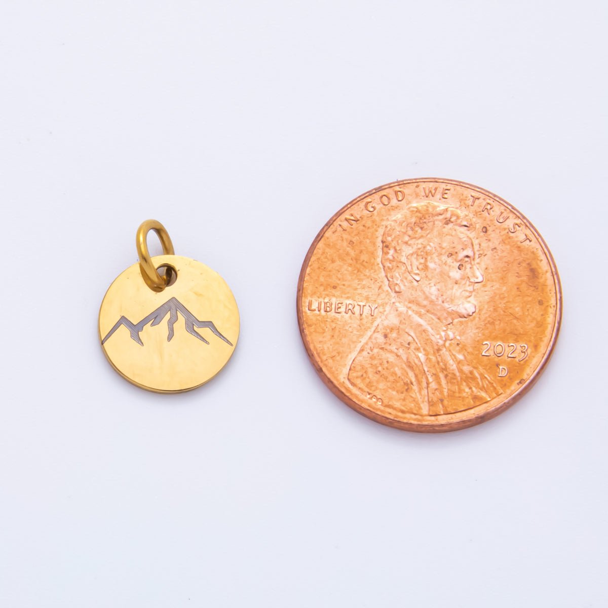 Stainless Steel 13mm Round Engrave Laser Charm in Mountain, Rainbow, Dog Paws &amp; Palm Tree | AH-904 - AH-908