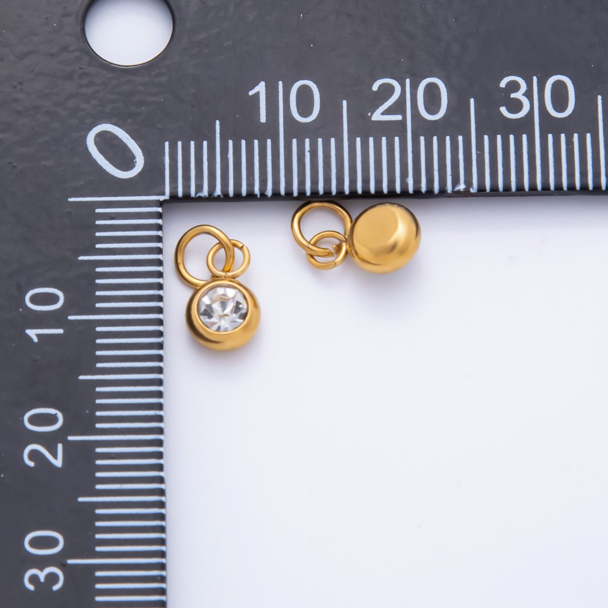 Stainless Steel 13mm Tiny Round CZ Bezel Cut Charm | AH-900