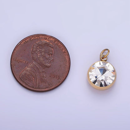 Stainless Steel 14mm Clear CZ Round Mini Add-On Charm | P939
