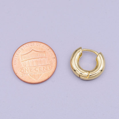 Stainless Steel 14mm Gold Chubby Minimalist Huggie Earrings | AD1405