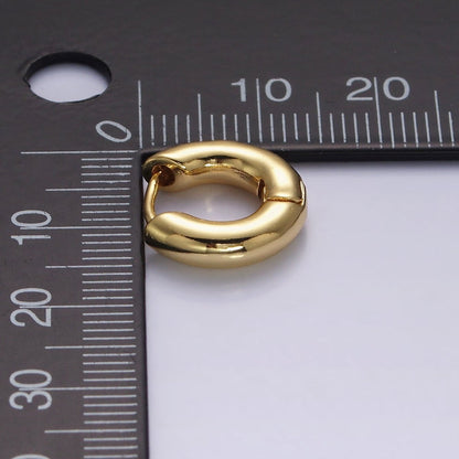 Stainless Steel 14mm Gold Chubby Minimalist Huggie Earrings | AD1405