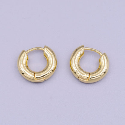 Stainless Steel 14mm Gold Chubby Minimalist Huggie Earrings | AD1405