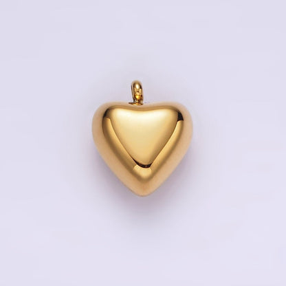 Stainless Steel 14mm Puffed Heart Minimalist Charm in Gold &amp; Silver | P1257